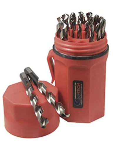Norseman CN-TECH Cryogenic Nitrided Super Premium 29 Piece Drill Bit Set - Red Ultradex - 47462-135 Degree Split Point - Round Shank With Three Flats