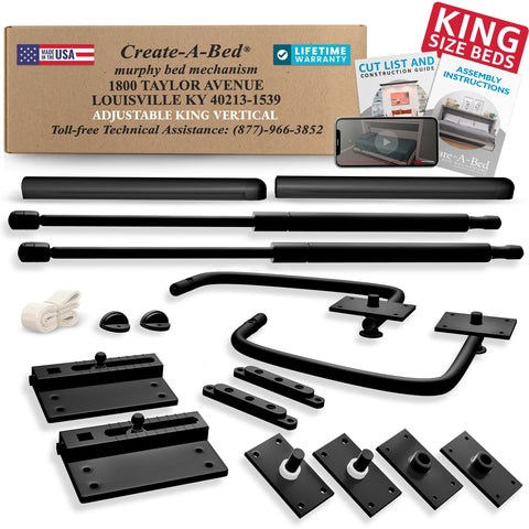 Adjustable King Size Deluxe Murphy Bed Kit, Vertical