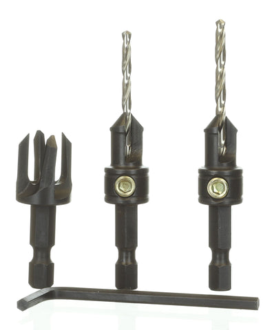 Snappy Tools Quick-Change 2-Pc. Countersink Drill Bit Set with 3/8 Plug Cutter.  Proudly Made in the USA.