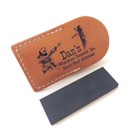 Genuine Arkansas Black Surgical (Ultra Fine) Pocket Knife Sharpening Stone Whetstone 3" X 1" X 1/4" in Leather Pouch Bap-13A-L