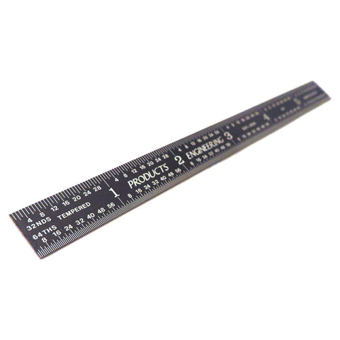 PEC Tools 6" 5R flexible black chrome, "High Contrast" machinist ruler with markings 1/10", 1/100", 1/32" and 1/64"