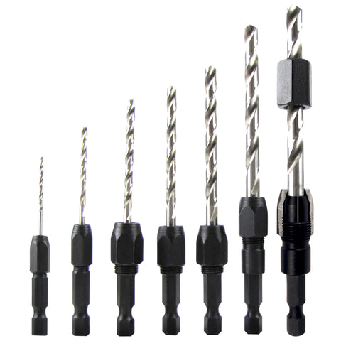 Snappy Tools 40020 7-Piece Drill Bit Adapter Set, Use on Metal, Wood or Plastic, 1/16, 3/32, 1/8, 5/32, 3/16, 7/32 and 1/4 Inch Bit Size, Hex Shank Socket