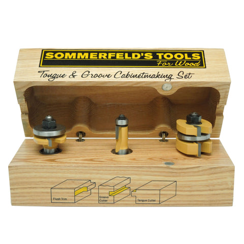 Sommerfeld's 3 Piece Tongue & Groove Cabinetmaking Set, 1/2-Inch Shank