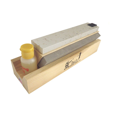 Genuine 3 Stone Arkansas 8" Full Size Tri Hone Whetstone Knife Sharpening System with Silicon Carbide (Coarse), Soft (Medium) and Hard (Fine) Stones 8" X 1" X 1/4" TRI-8