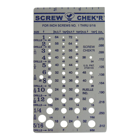 SAE/Inch Screw Checker (#1 - 5/16?) - Made in USA