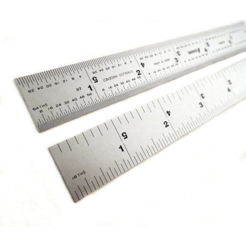 Shinwa 6" 4R Rigid (.750 wide x .035 thick) Zero Glare Satin Chrome Stainless Steel 4R Machinist Engineer Ruler / Rule with Graduations in 1/64, 1/32, 1/8, 1/16 Model H-3001A