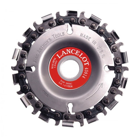King Arthur's Tools 45814 Lancelot 4-Inch Diameter 14 Tooth Fine Cut Chain Carver Attachment for Side Grinder with 5/8-Inch Arbor