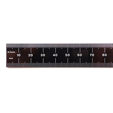 PEC Tools 150 mm metric black chrome, zero-glare machinist ruler with markings .5 mm, mm both sides