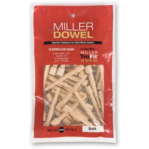Miller Dowel Birch 1x Dowels 100 Pack