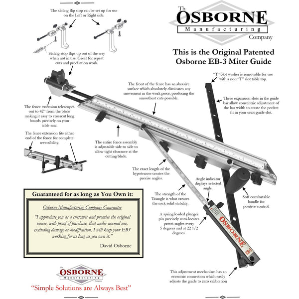 Buy Osborne EB3 Table Saw Miter Gauge with Triangular Stability and