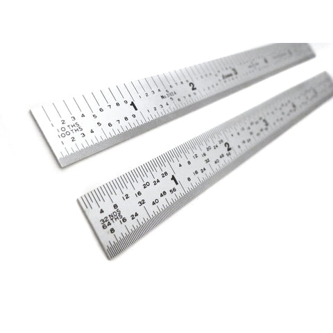 Shinwa 6" 5R Narrow and Flexible (.500 wide x .020 thick) Zero Glare Satin Chrome Stainless Steel 5R Machinist Engineer Ruler / Rule with Graduations in 1/64, 1/32, 1/10, 1/100 Model H-3102A